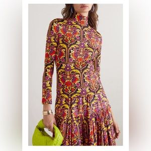 LA DOUBLEJ Printed stetch-satin turtleneck top xs